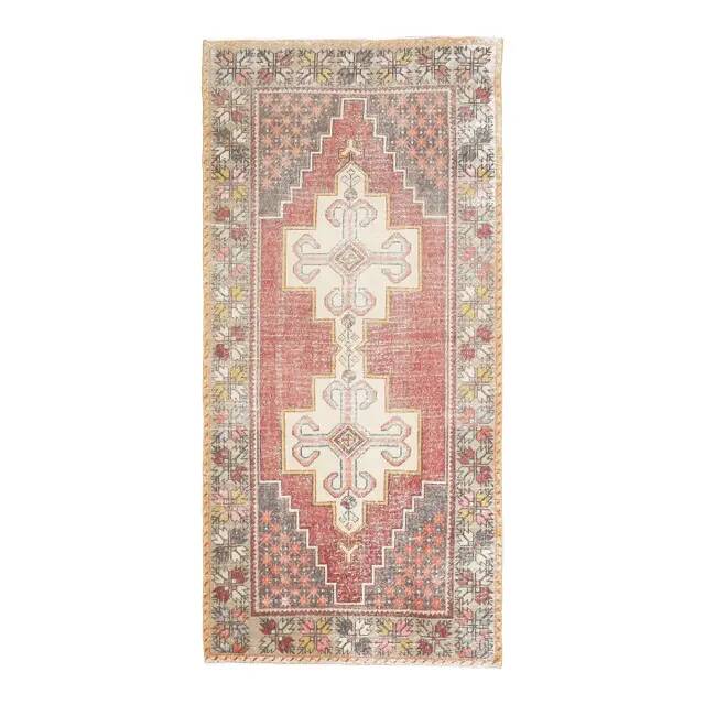 1970s Turkish Oushak Handmade Wool Cotton Pink Area Rug 127x276
