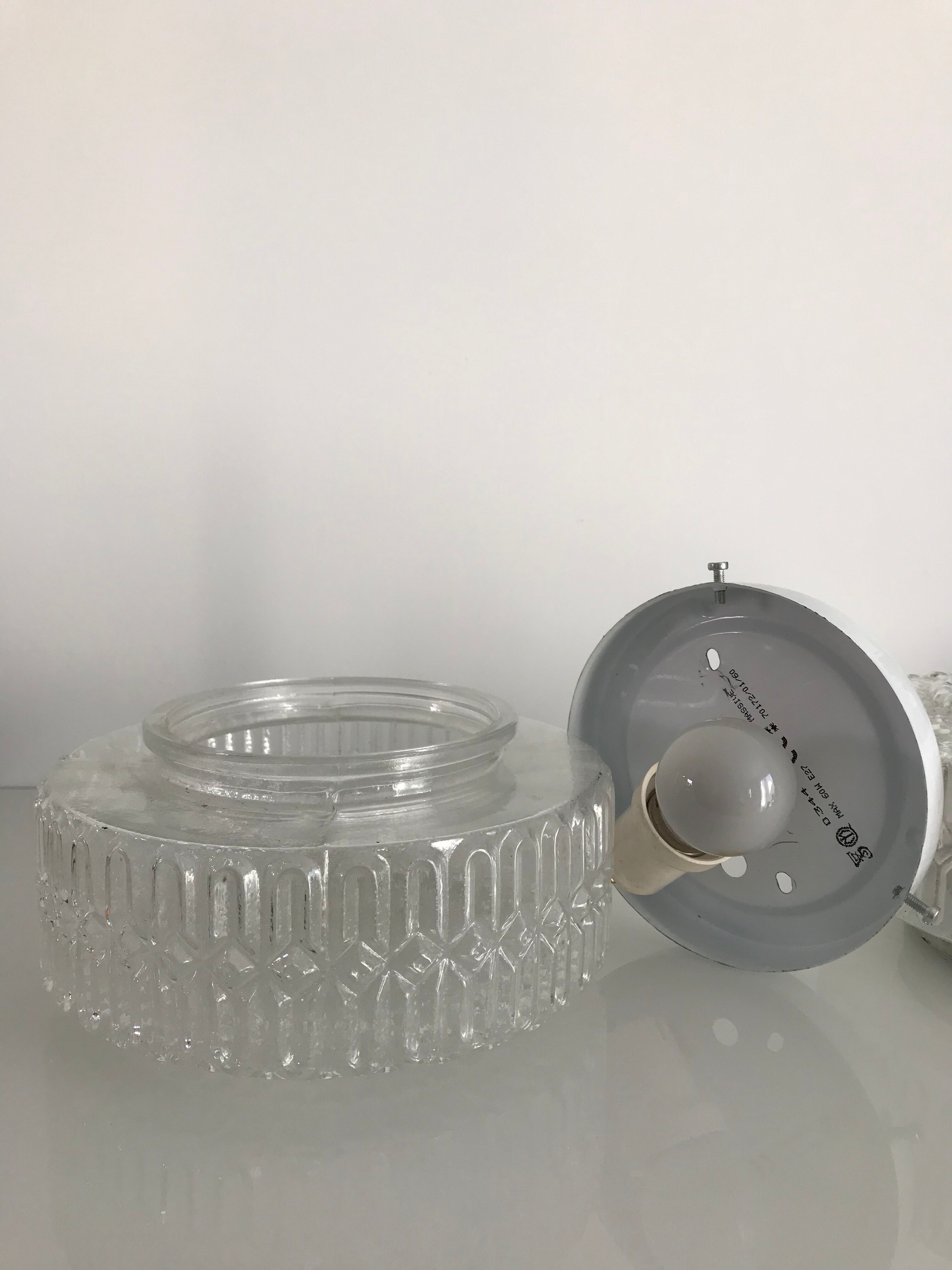 Round cast glass ceiling light