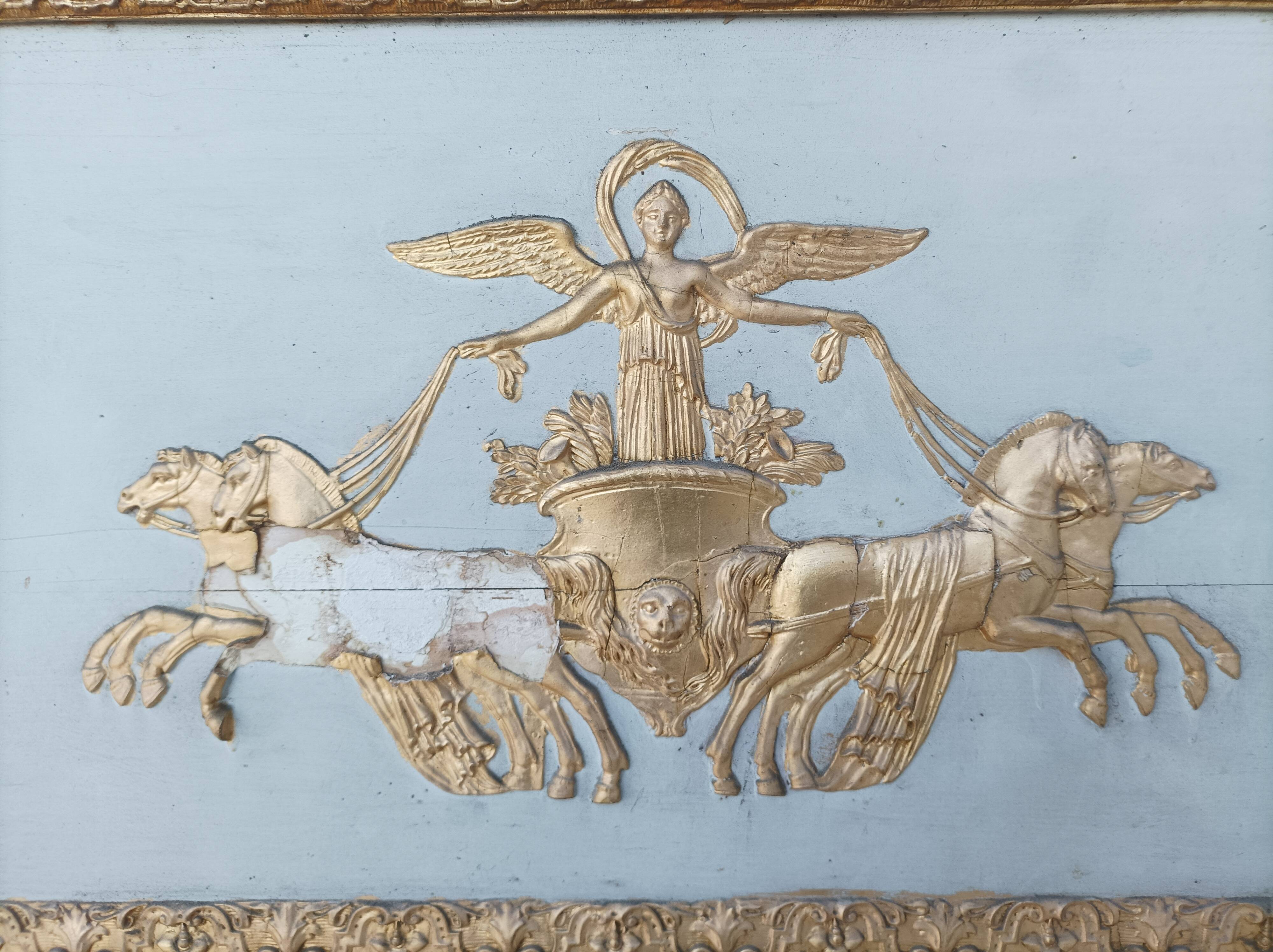 Empire trumeau mirror in wood and stucco