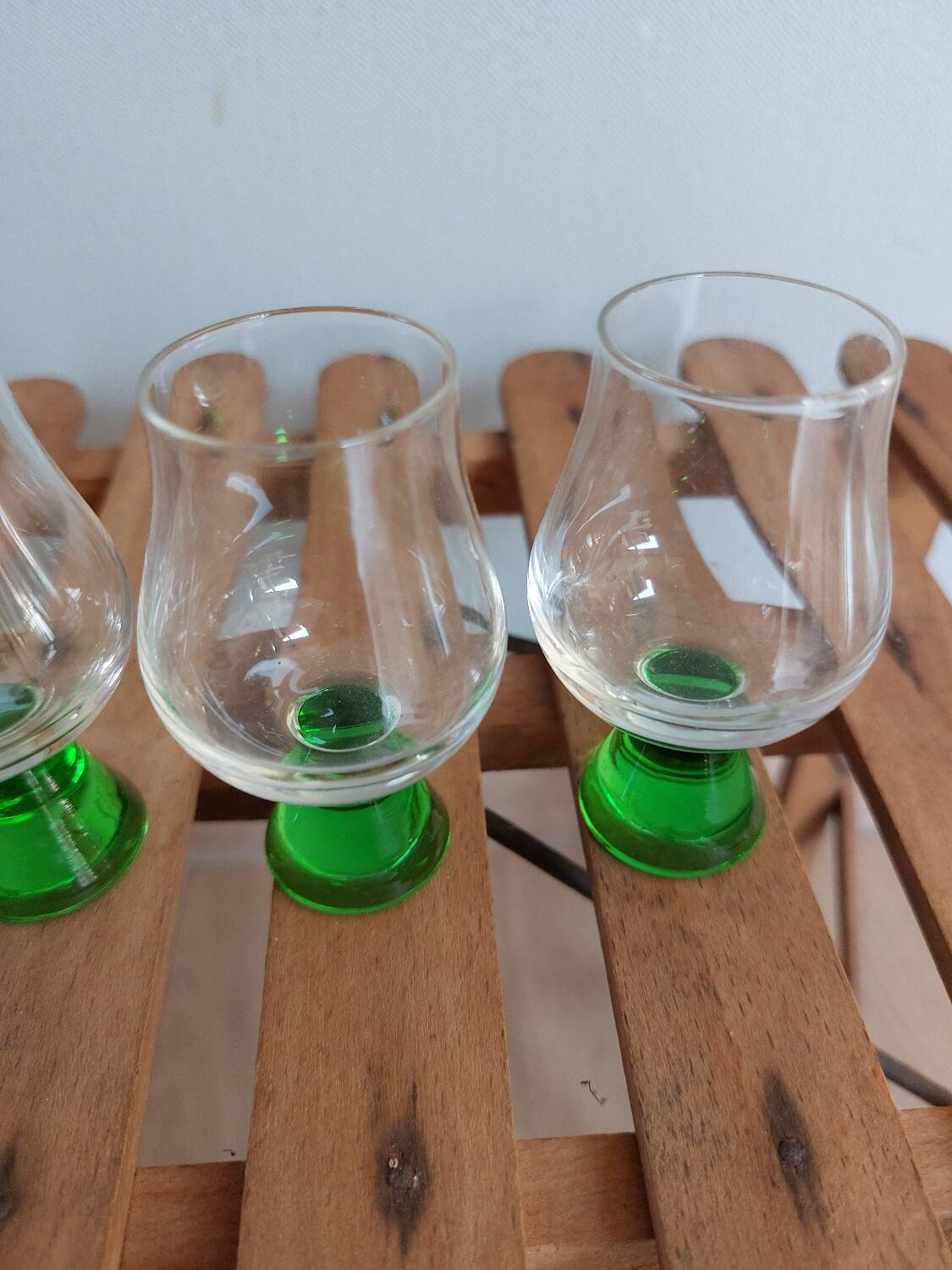 Green stemmed liqueur glass