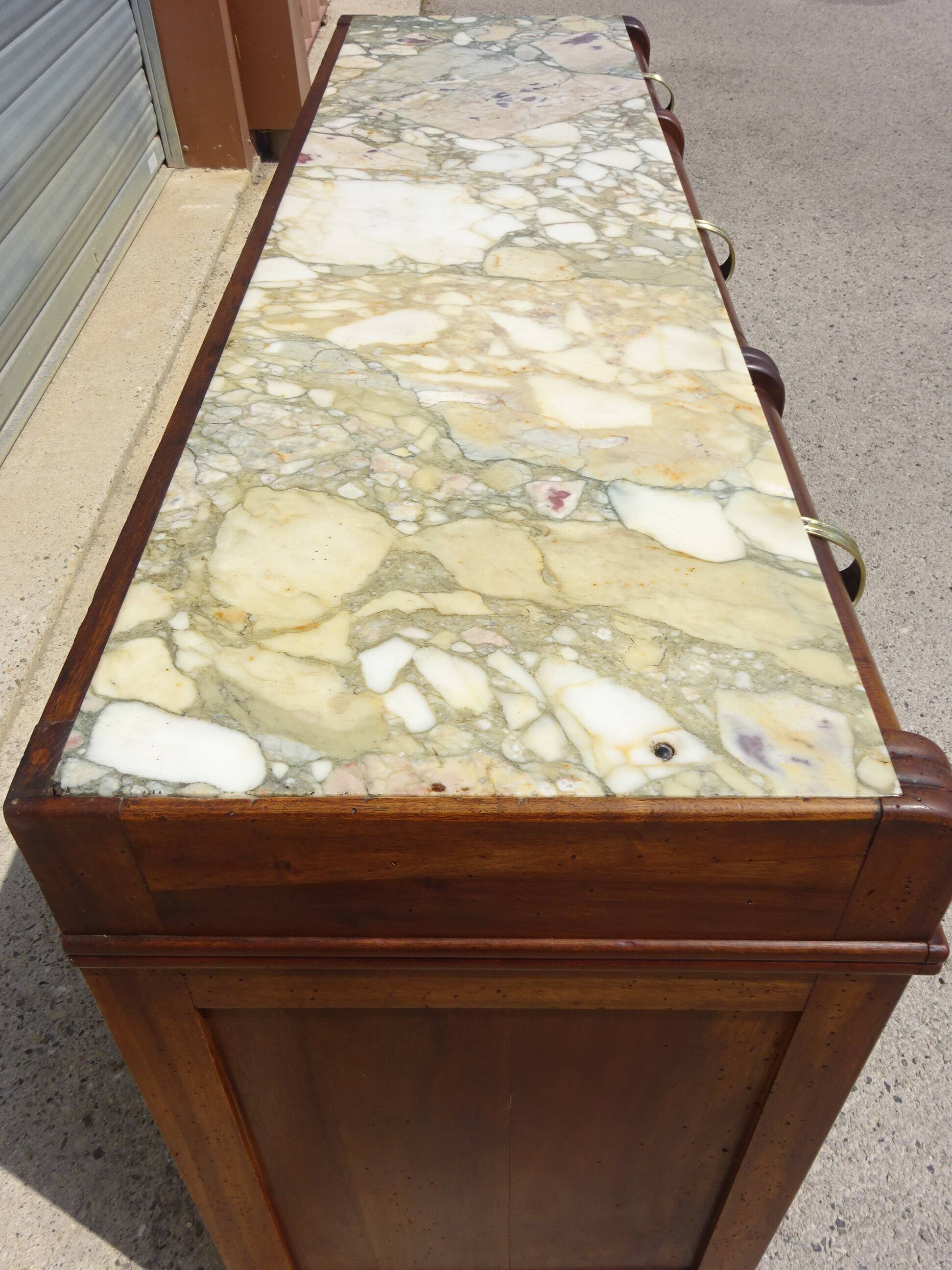 Art Deco sideboard in walnut with a marble top