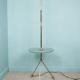 Tripod floor lamp in brass and glass