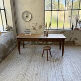 Pine and oak + walnut farmhouse table 1950