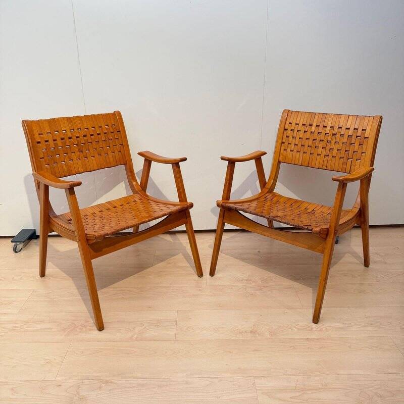 Fauteuils Gelenka en bois de hêtre massif, Allemagne, 1950, ensemble de 2