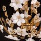 Large Size Vintage Murano Glass Chandelier White Flowers, 1970