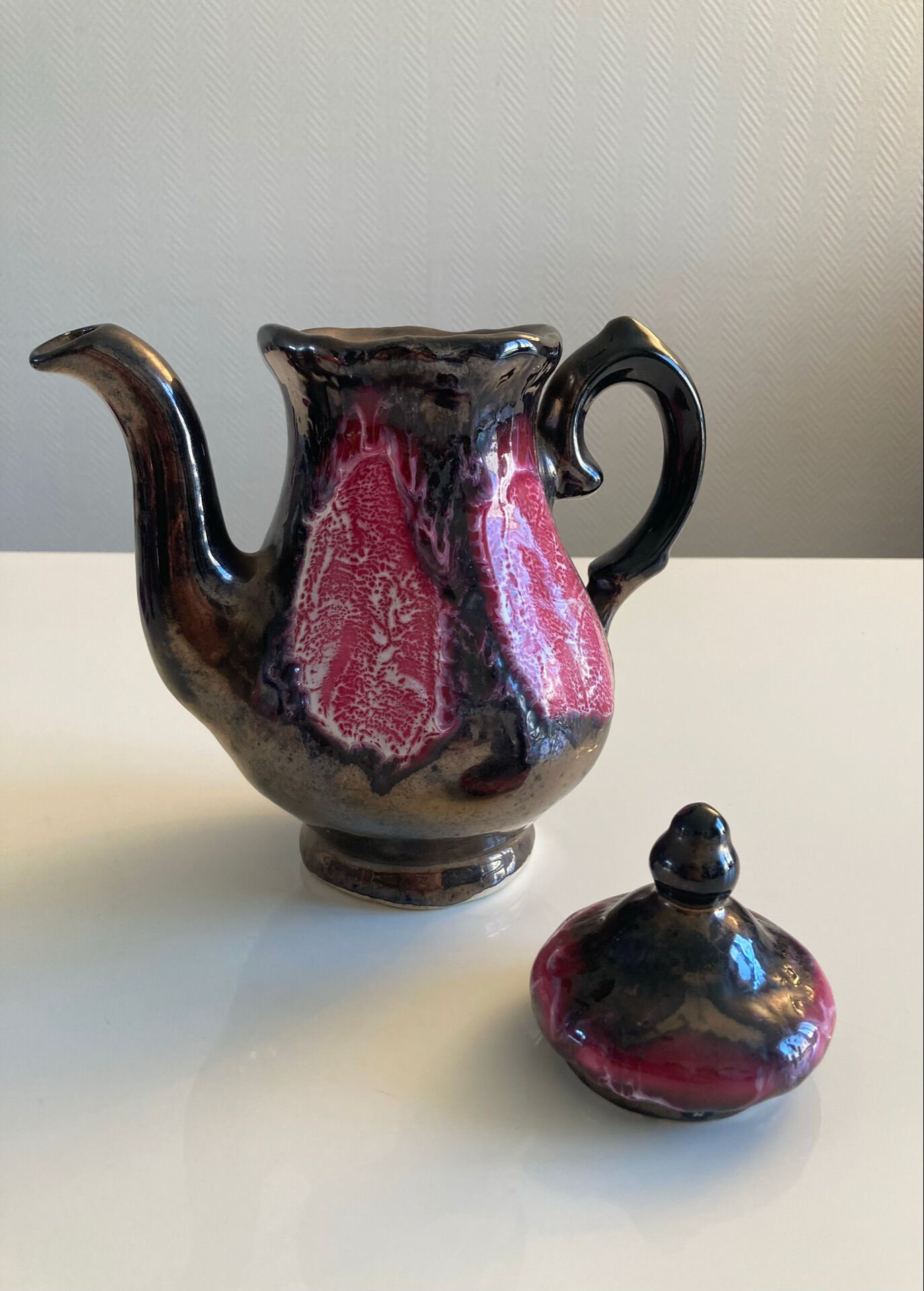 Service à Café /Thé en grès flammé / effets irisés - Atelier Vallauris