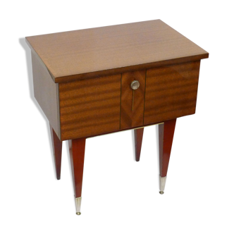 Bedside table 1950/1960 in varnished wood