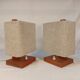 Pair of vintage Scandinavian table lamps in teak and Perspex