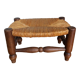 Footrest low stool wood and straw