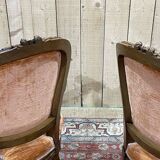 Pair of Louis XVI style armchairs in molded beech, work from the 1950s