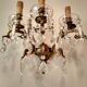 3 Bronze and crystal light wall sconce, late 19th century