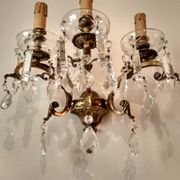 3 Bronze and crystal light wall sconce, late 19th century