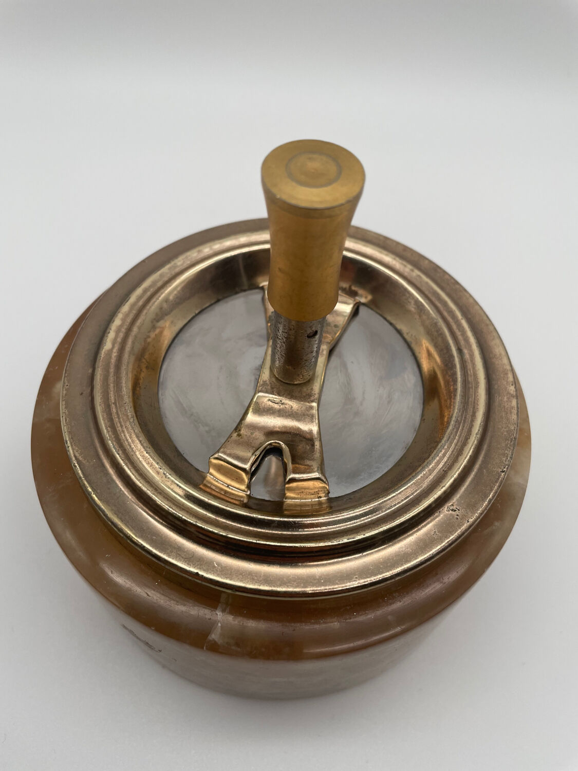 Vintage onyx and gold pusher ashtray