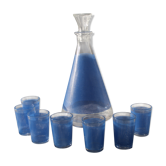 Service à liqueur décor nid d'abeille bleu BVB France vintage