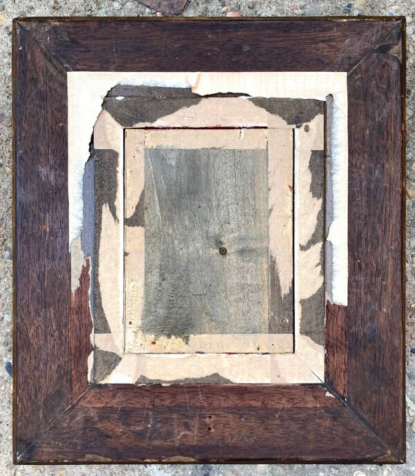 Tableau ancien - La jeune fille au bas de  la cascade - cadre doré