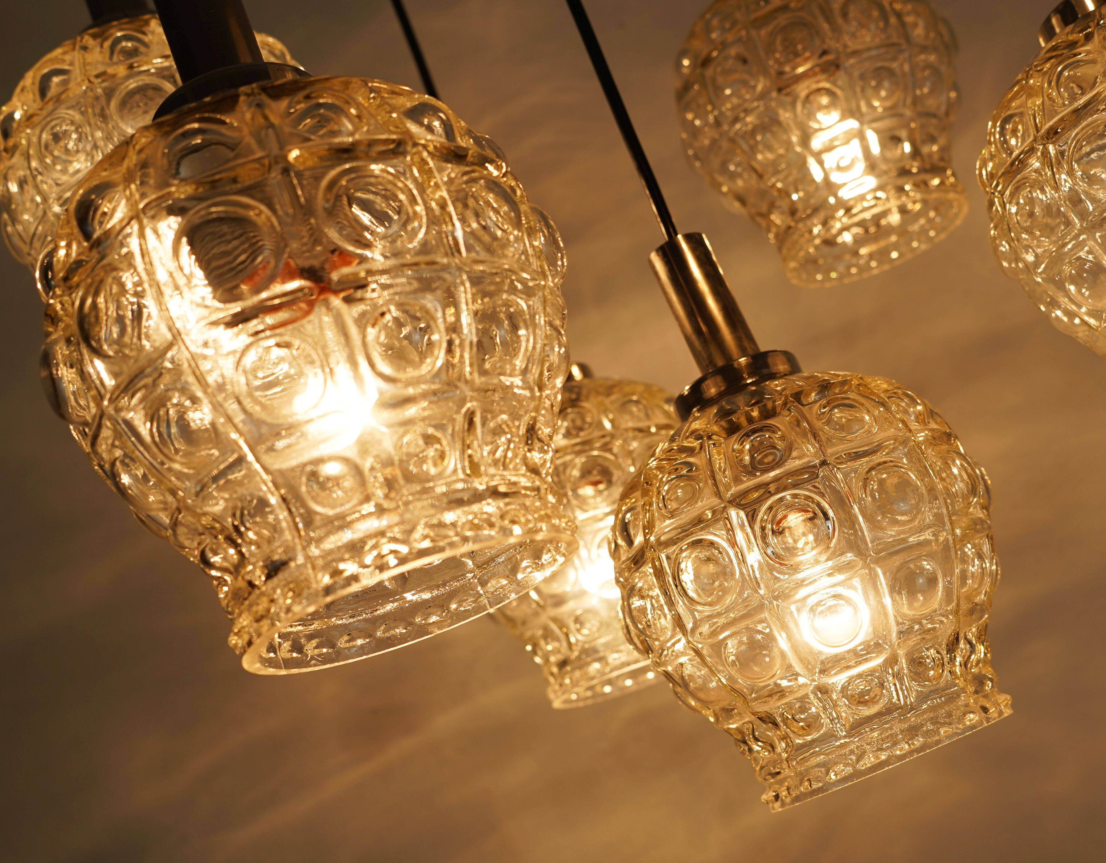 cascade PENDANT LIGHT - 7 shades - bubble glass and chrome - 1960/70s