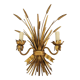Gilt metal wheat sheaf two-light wall sconce