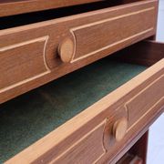 1960s, Danish chest of drawers, teak wood, mirror inside, sliding doors.