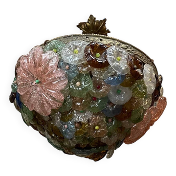 Plafonnier lustre vénitien en verre Murano Barovier & Toso Flowers