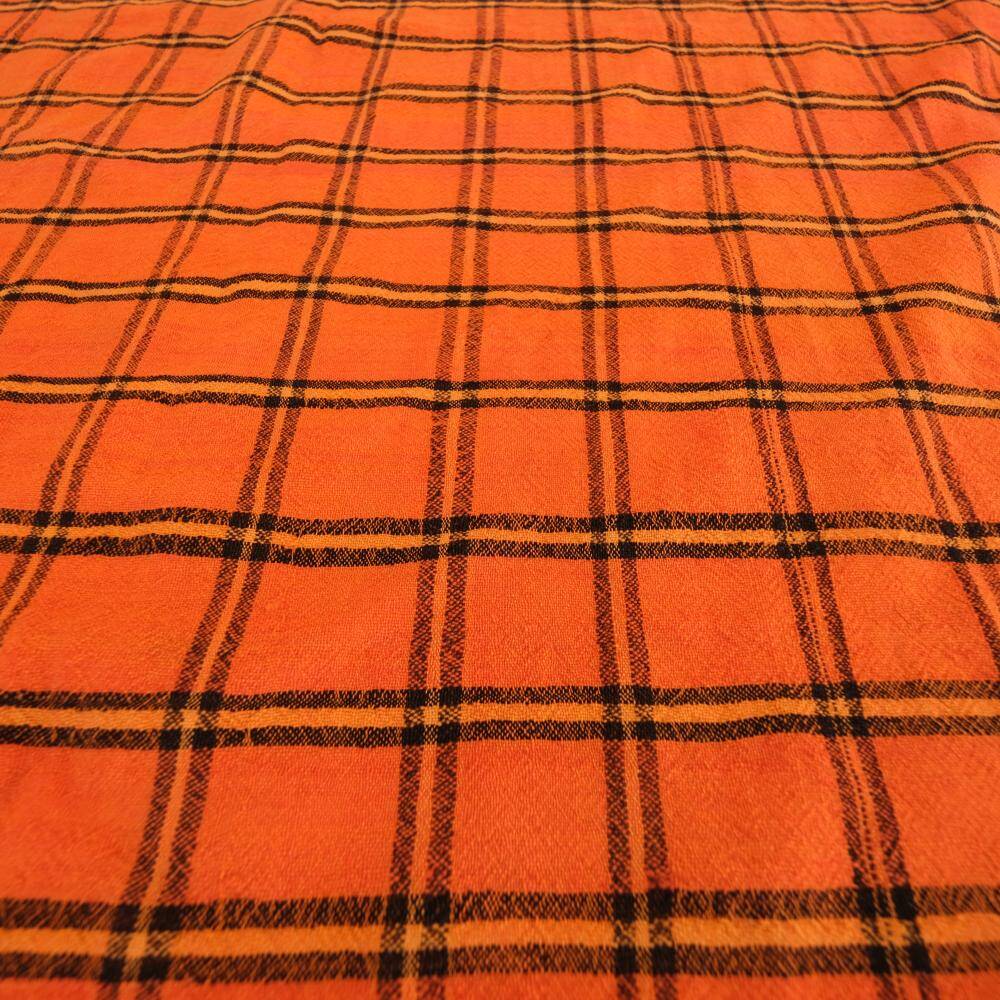 Berber orange checkered blanket - 163 x 333 cm