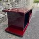 Rectangular plexiglass tv unit, burgundy, wine colour, david lange wine