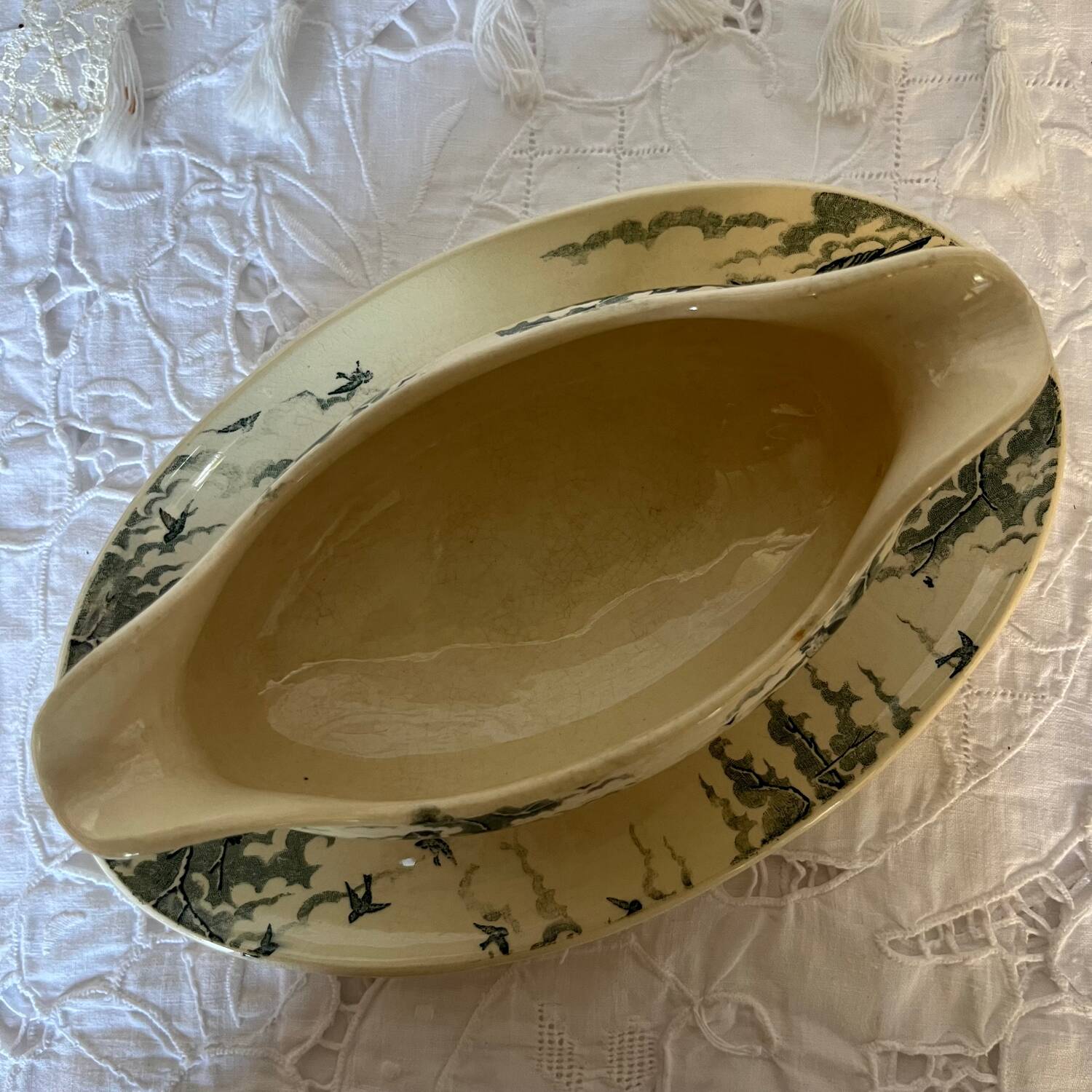 Sarreguemines Snow Sauce Boat