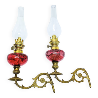 Paire Lampe pétrole piano