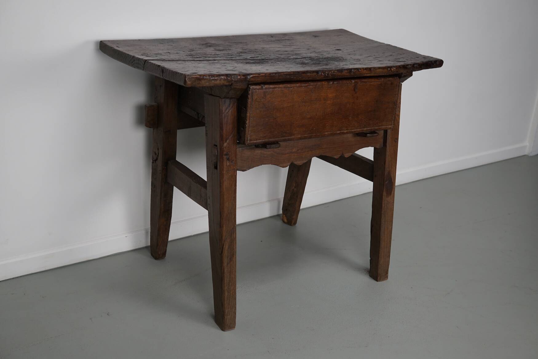 Antique Spanish Rustic Chestnut Side Table/Console, 18th Century