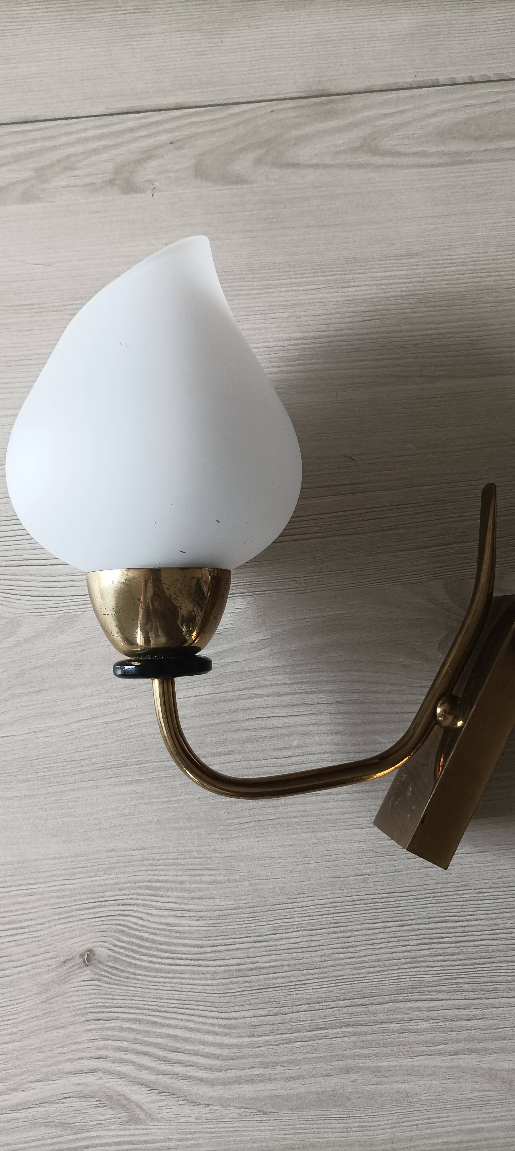 Vintage arlus wall lights in brass and glass 1950