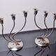 Pair of art deco candlesticks in stainless steel 3 flames, Spain, 1970
