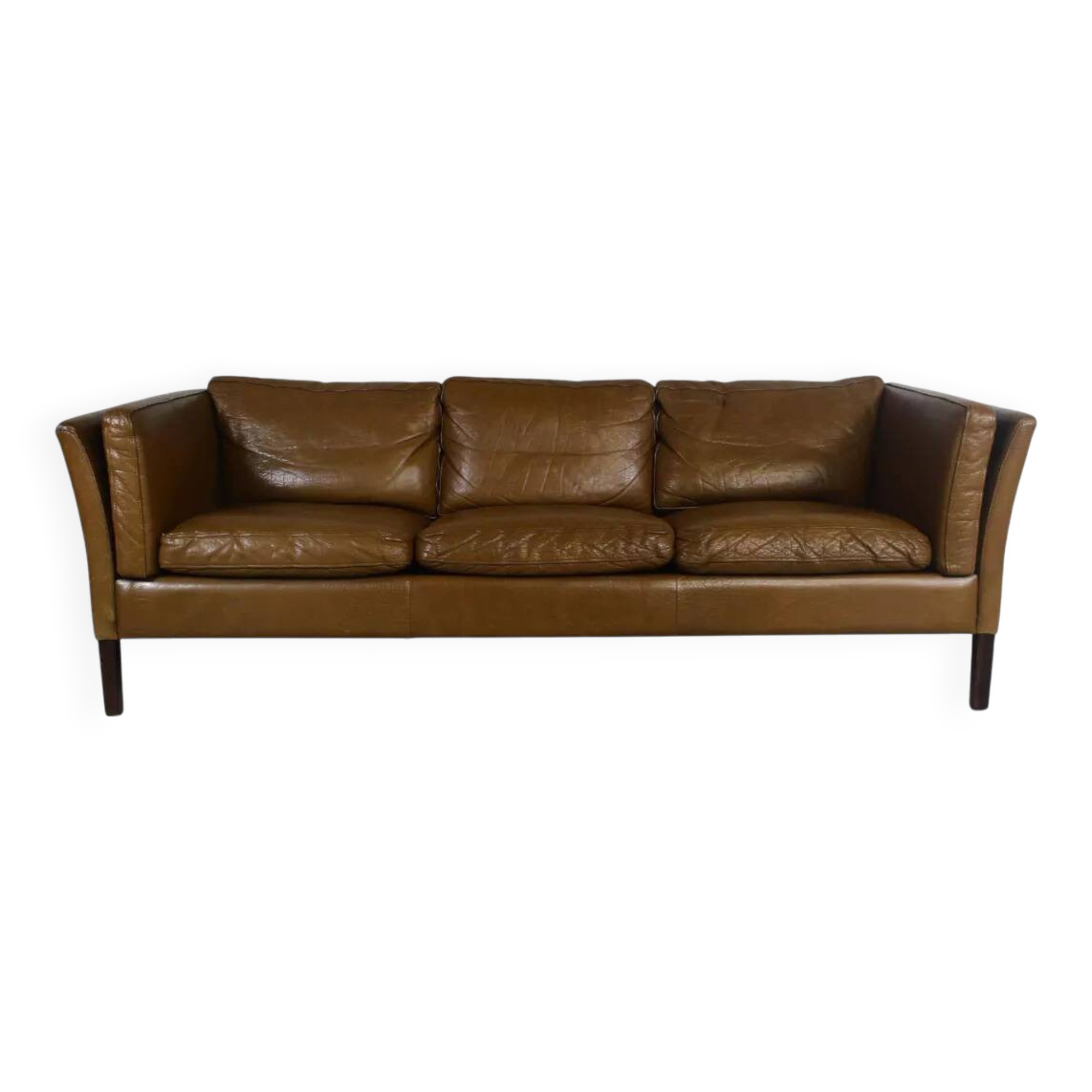 1970s brown leather sofa by Vejen Polstermøbelfabrik