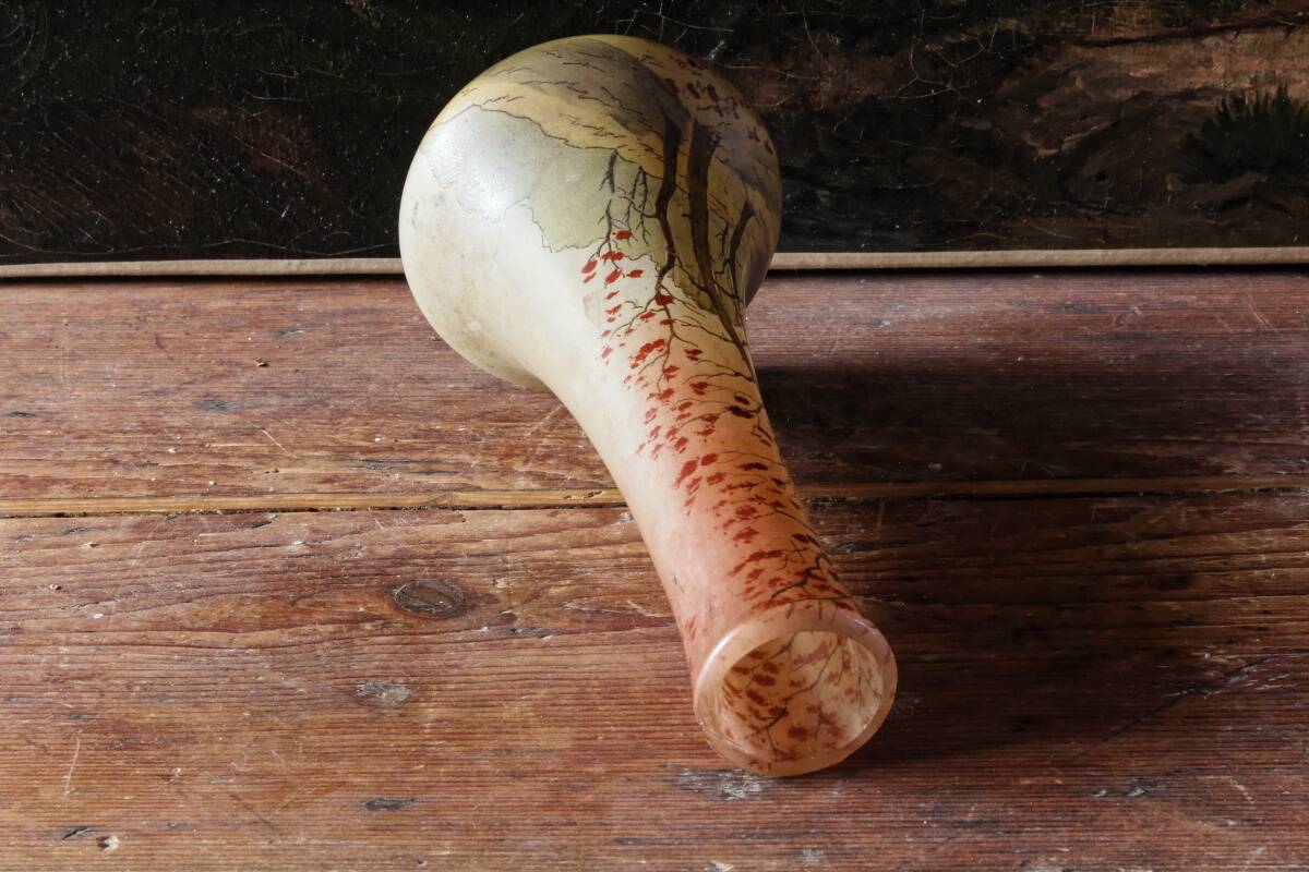 Legras enamelled glass soliflore vase