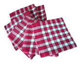 6 Serviettes de table en coton rouge et blanc  Vintage