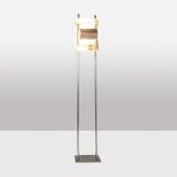 Geometric floor lamp in silver metal. 1980s.