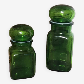 Bocaux d'apothicaire verre teinté vert