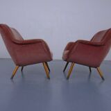 Mid-Century French Organic Mohair Lounge Chairs, 1950s, Set of 2