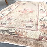 Vintage beige pink velvet rug 118 x 60cm