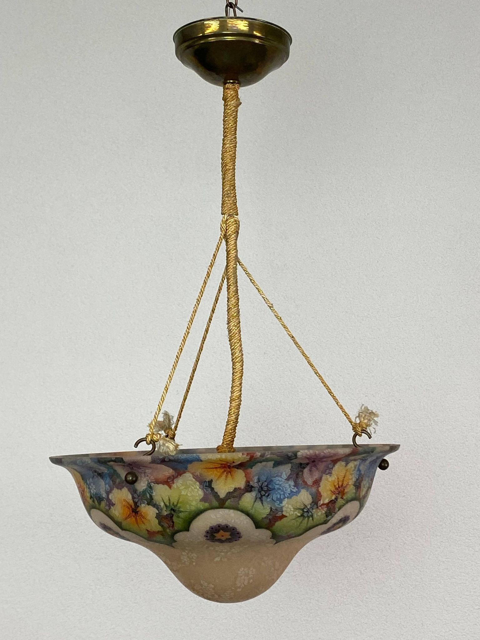 Lampe en verre peinte à la main Art Nouveau