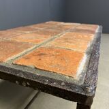 Spanish iron and ceramic tile coffee table, 1950s