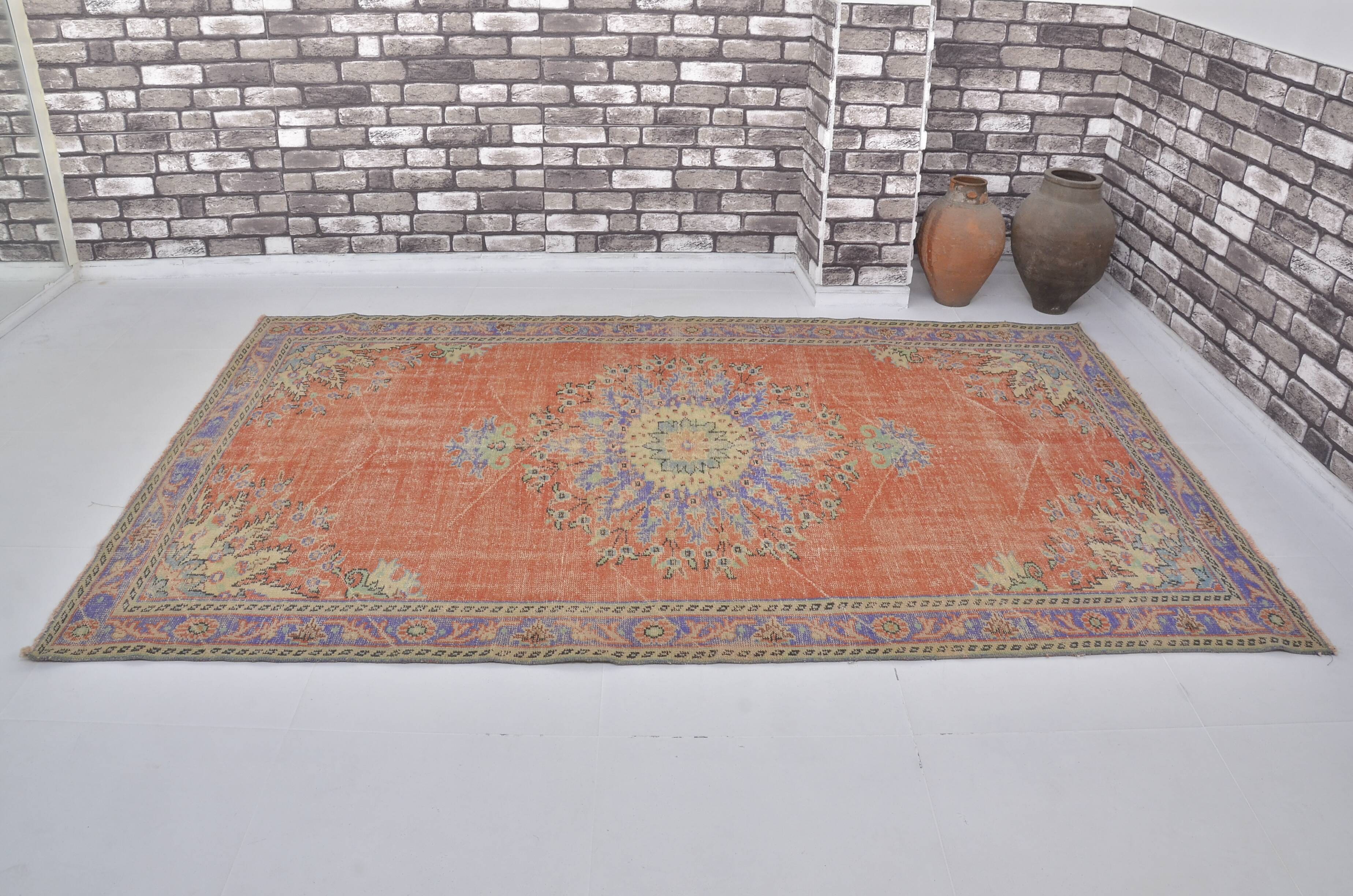 Orange Anatolian Vintage Turkish Rug sku 734