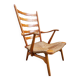 Fauteuil à dossier haut en osier des années 50 néerlandais par De Ster Gelderland
