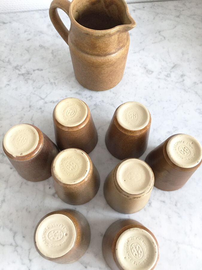 Digoin sandstone cup service, 1970s