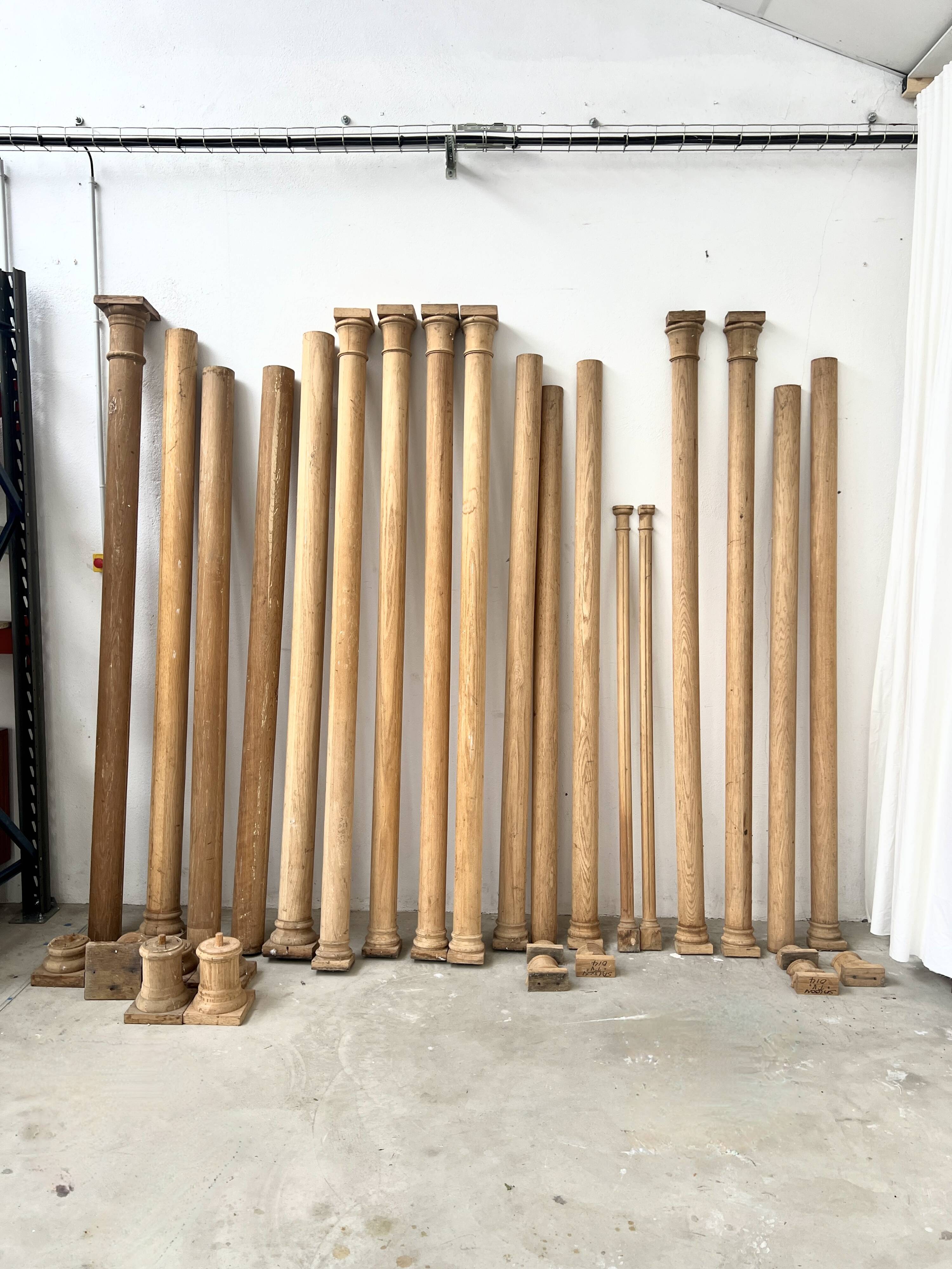 Set of solid oak columns and half-columns