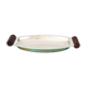 Silver plated metal hollow dish and mahogany handles