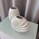 Pair of vintage iridescent white ceramic vases