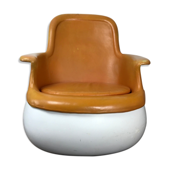 Rare original fauteuil culbuto marc held 1967 cuir orange
