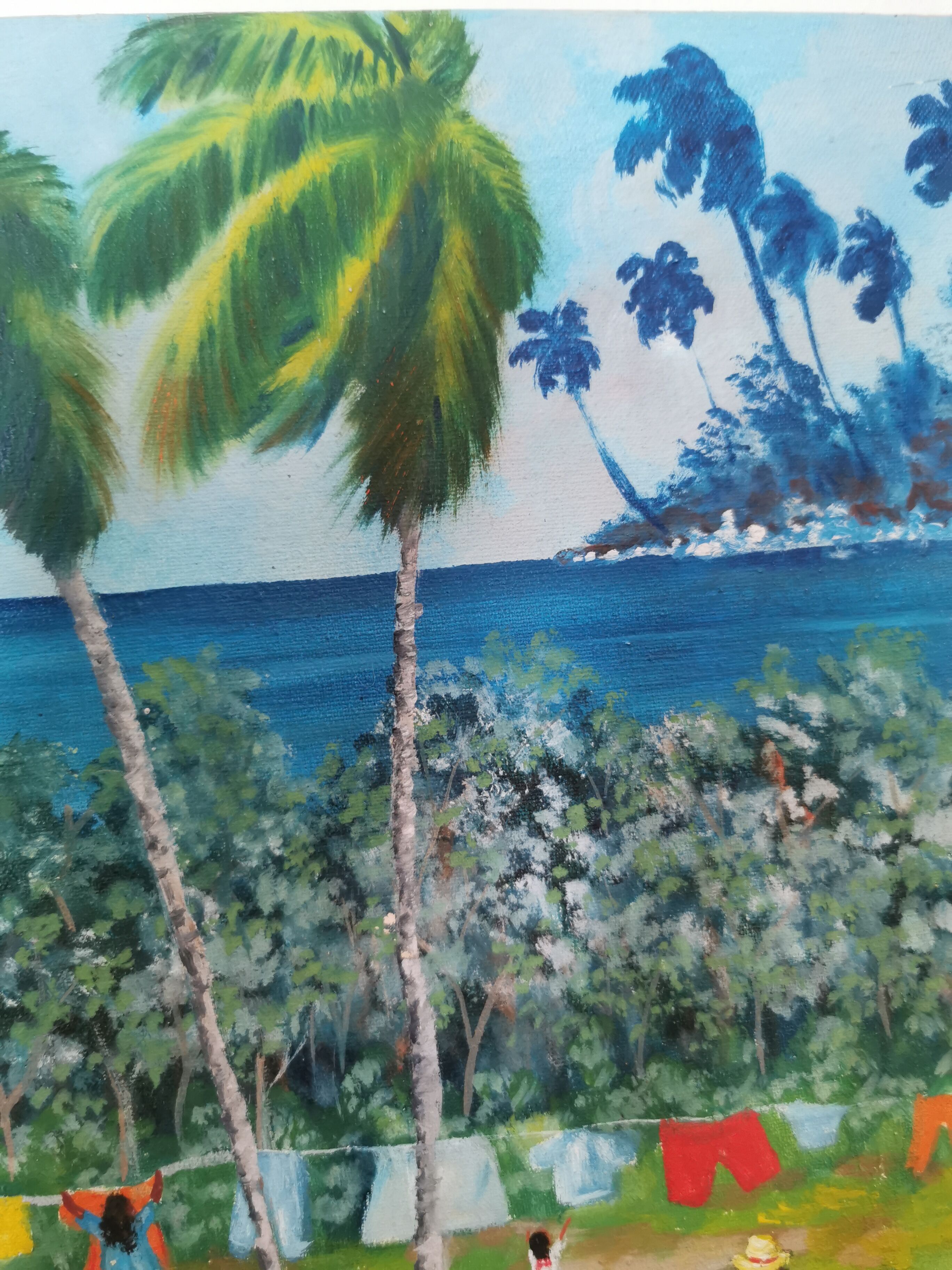 Painting on wood scene of cuba life
