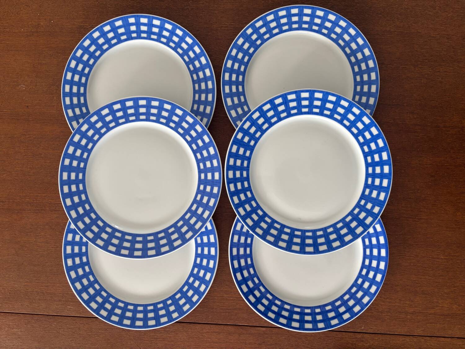 Set of 6 Guy Degrenne dessert plates, vintage blue pareo model - serv