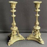 Pair of 19th century candlesticks – Gilt bronze