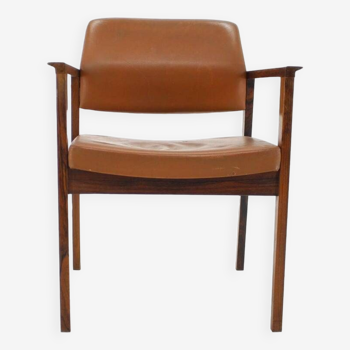 1960s Leather Palisander Side or Desk Chair, Denmark